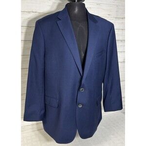 Joe Joseph Abboud Navy 100% Wool 2 Button Blazer Sport Coat Jacket Mens 50R Slim